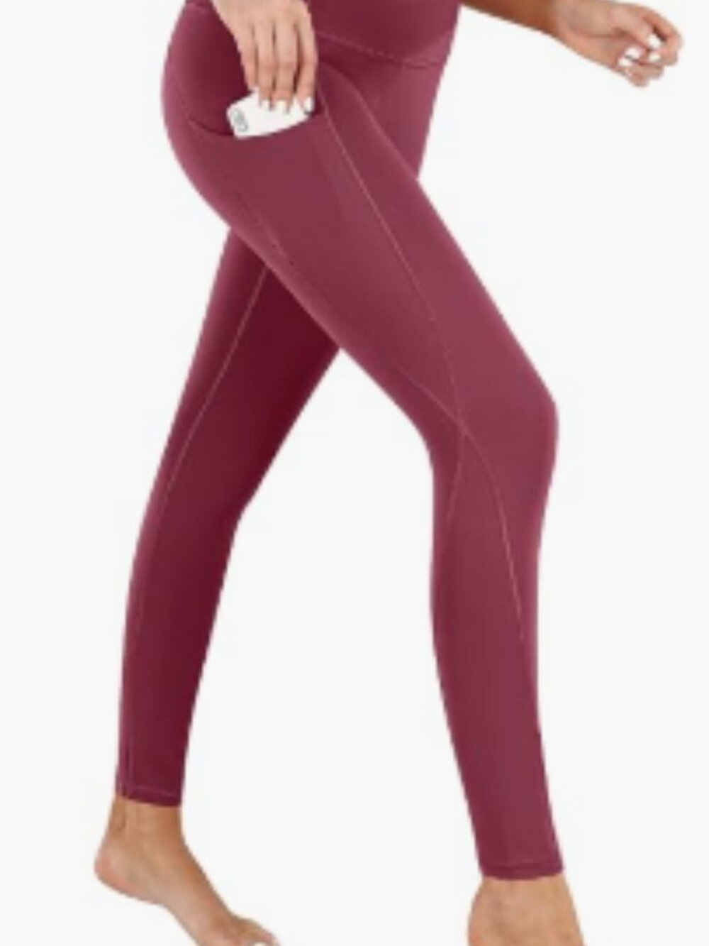 PHISOCKAT High Waist Leggings with Pockets — Wine/Burgundy — Size S